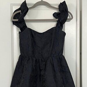 Elegant Jacquard Mini Dress with Ruffle Straps